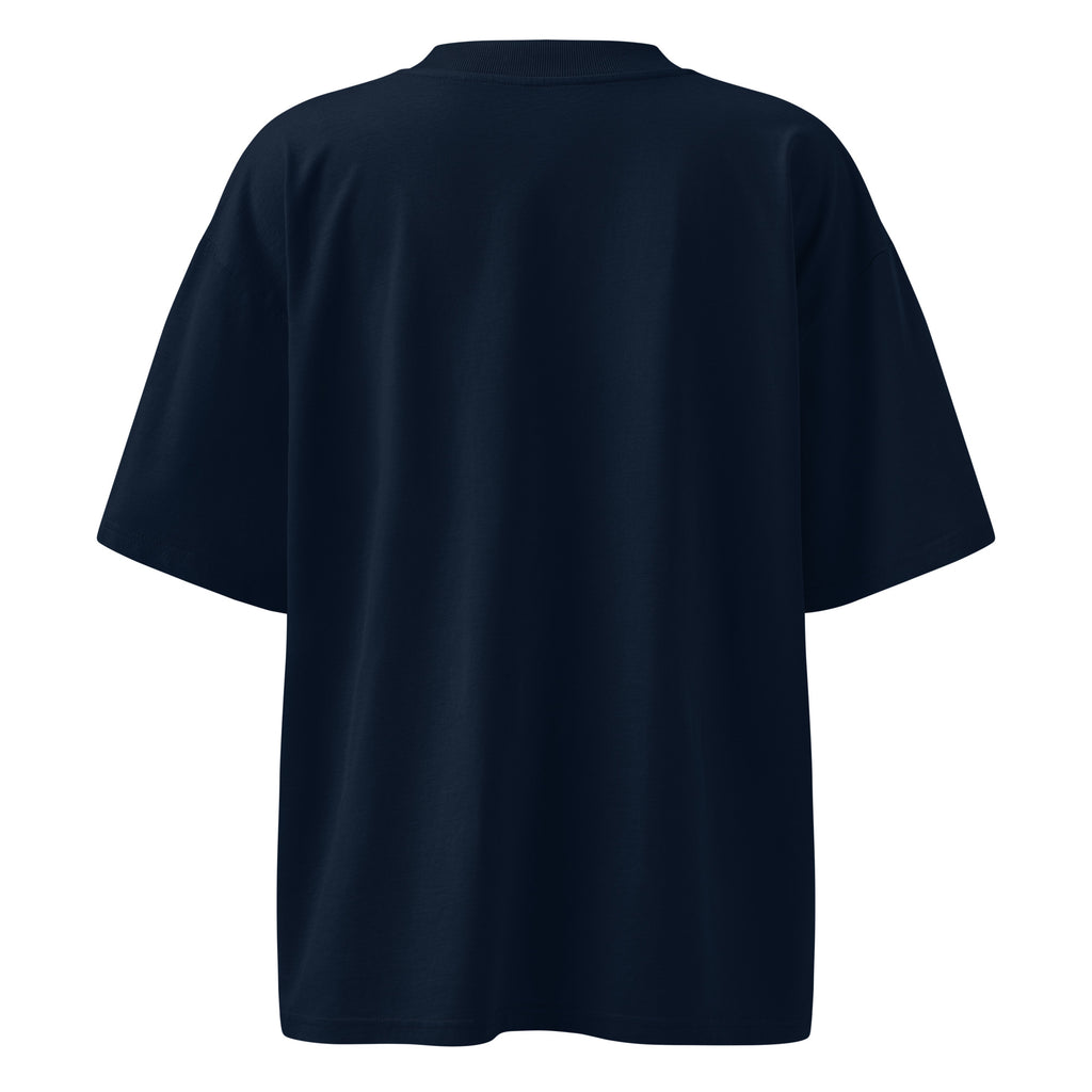 Back view of the French Navy AVERUNE organic oversized T-shirt