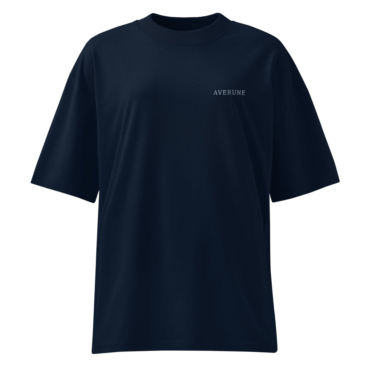 Front product view of the French Navy AVERUNE organic oversized T-shirt